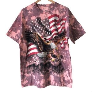 Custom bleach dye The Mountain eagle flag tee shirt L